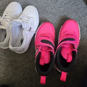 Vans White and Pink Kids Sneakers